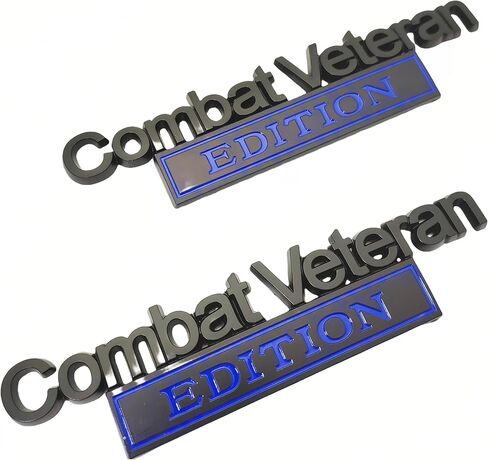 2PC Combat Veteran Edition Emblem Car Bumper Metal 3D Badge Decal Sticker Replacement for F150 F250 F350 Motorcycle Truck SUV Cruise Ship Tank 5.9'' x 1.4'' Black/Red in Saudi Arabia