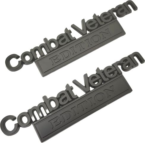 2PC Combat Veteran Edition Emblem Car Bumper Metal 3D Badge Decal Sticker Replacement for F150 F250 F350 Motorcycle Truck SUV Cruise Ship Tank 5.9'' x 1.4'' Black/Red in Saudi Arabia