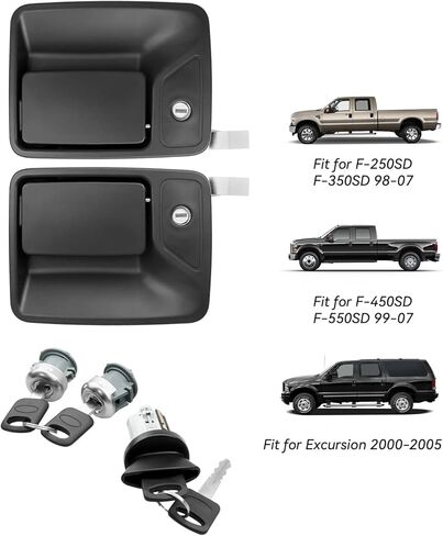 Exterior Door Handle with Ignition and Lock Cylinder Fit for Ford F-250 F-350 F-450 F-550 1998-2007, Handles Repair Kit Compatible with Excursion 2000-2005 in Saudi Arabia