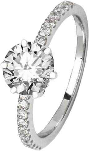 14K White Gold 1.25 Carat LAB GROWN DIAMOND Classic Side Stone Prong Set Round Cut Diamond Engagement Ring (D-E Color VS1-VS2 Clarity 1 Ct Center) in Saudi Arabia