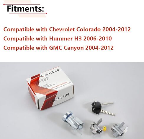 أسطوانات قفل الباب RLB-HILON ومفتاح الإشعال مع مفاتيح متوافقة مع Chevy Colorado 2004-2012، لـ Hummer H3 2006-2010، لـ GMC Canyon 2004-2012 in Saudi Arabia