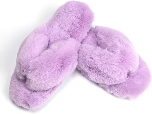 شبشب منزل روكسوني فازي للنساء مريح فروي سبا ثونج مريح سهل الارتداء شبشب نعل داخلي ناعم ونعل خارجي مطاطي in Kuwait