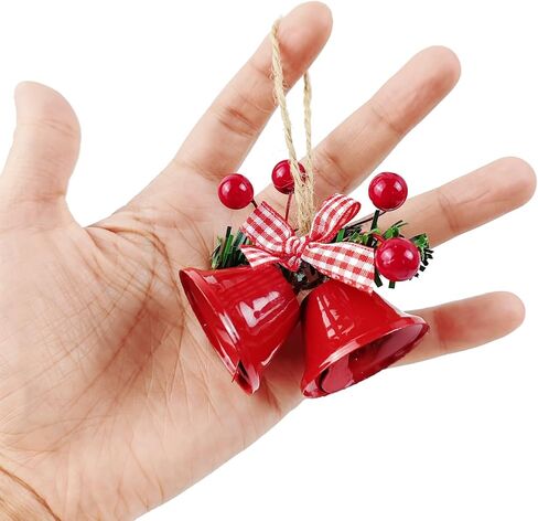 TIHOOD 6PCS 3inch Red Christmas Bells, Tree Hanging Ornament Metal Jingle Bells for Christmas Holiday Decoration in Saudi Arabia