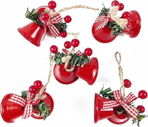 TIHOOD 6PCS 3inch Red Christmas Bells, Tree Hanging Ornament Metal Jingle Bells for Christmas Holiday Decoration in Saudi Arabia