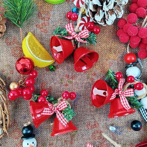 TIHOOD 6PCS 3inch Red Christmas Bells, Tree Hanging Ornament Metal Jingle Bells for Christmas Holiday Decoration in Saudi Arabia