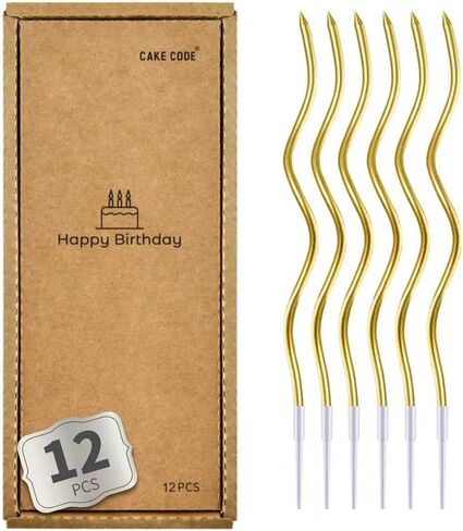 12-Count Gold Spiral Long Thin Metallic Birthday Candles, Cake Candles, Birthday Parties, Wedding Decorations, Party Candles. in Kuwait