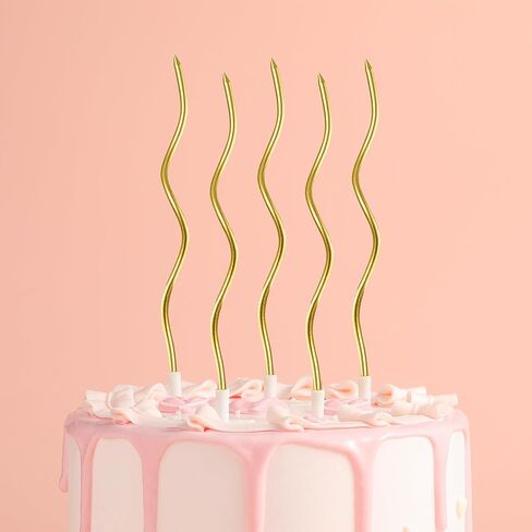 12-Count Gold Spiral Long Thin Metallic Birthday Candles, Cake Candles, Birthday Parties, Wedding Decorations, Party Candles. in Kuwait