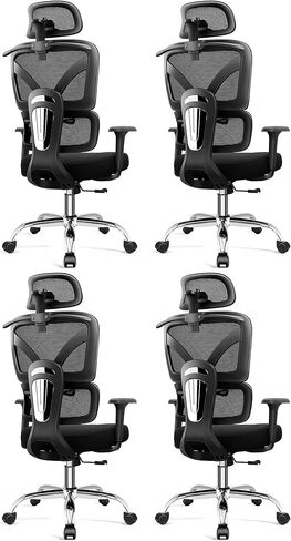 Ergonomic Office Desk Chair, High Back Mesh Office Chair with Adjustable Lumbar Support, 3D Headrest, Big and Tall Home Computer Desk Chairs Comfy for Work, Gaming, 300lbs, Black in Kuwait