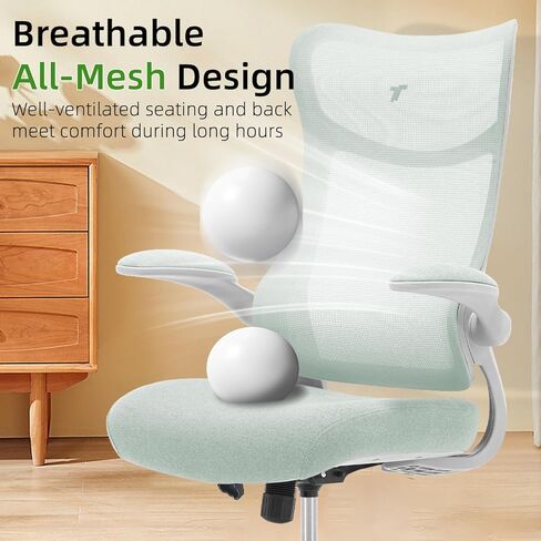 TT Airflex V2 Mesh Ergonomic Super Soft Wide Cushion Office Computer Desk Chair Adjustable Arms (Minty Green) in Saudi Arabia