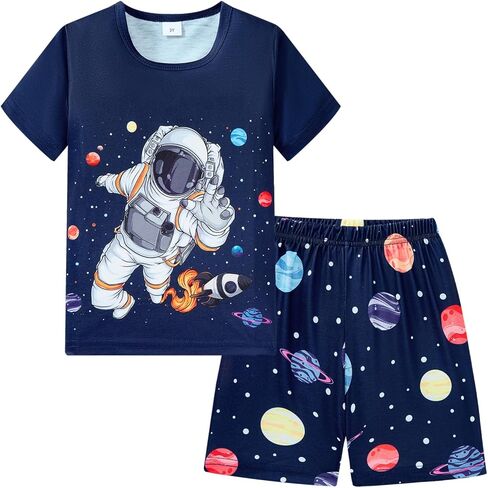 Akyzic Little Boys Pajamas 100% Cotton Pjs for Boys Toddler Monster Truck Sleepwear Short Sets Kids Summer Clothes 3-10T in Kuwait