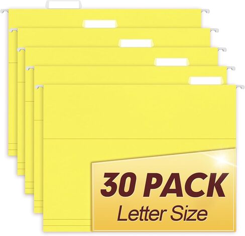 HERKKA Hanging File Folders, 30 Pack Reinforced Letter Size Hanging Folders, Designed for Bulky Files, Filing Cabinet, 1/5-Cut Adjustable Tabs (Black) in Kuwait