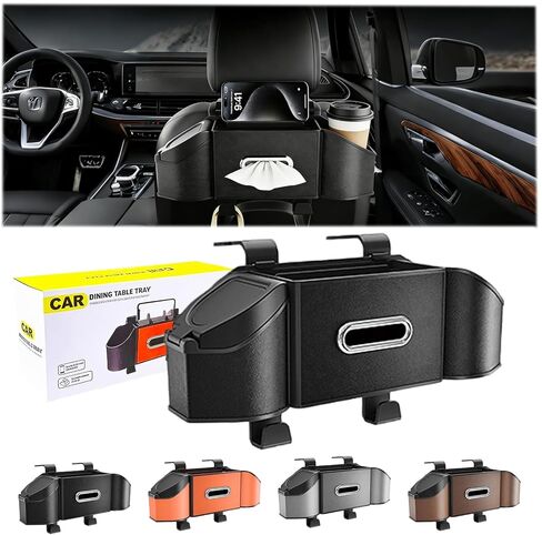 2026 Upgrade 4-in-1 Car Organizer Back Seat, Leather Multifunctional Car Organizer and Storage Box with Cup Holders for Hold Phone, Snacks, Drinks, Handbag, Keep Your Ride Clean & Organized (Black) in Saudi Arabia