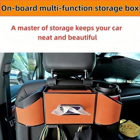2026 Upgrade 4-in-1 Car Organizer Back Seat, Leather Multifunctional Car Organizer and Storage Box with Cup Holders for Hold Phone, Snacks, Drinks, Handbag, Keep Your Ride Clean & Organized (Black) in Saudi Arabia