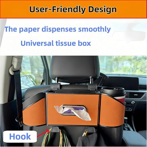 2026 Upgrade 4-in-1 Car Organizer Back Seat, Leather Multifunctional Car Organizer and Storage Box with Cup Holders for Hold Phone, Snacks, Drinks, Handbag, Keep Your Ride Clean & Organized (Black) in Saudi Arabia