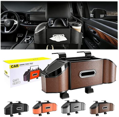 2026 Upgrade 4-in-1 Car Organizer Back Seat, Leather Multifunctional Car Organizer and Storage Box with Cup Holders for Hold Phone, Snacks, Drinks, Handbag, Keep Your Ride Clean & Organized (Black) in Saudi Arabia