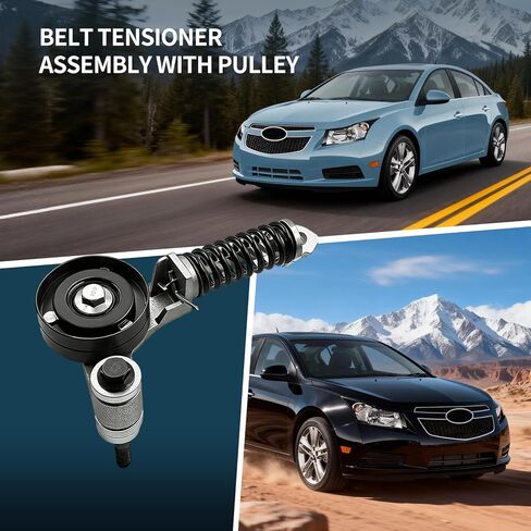 Belt Tensioner Assembly with Pulley(L4 1.4L) Compatible with 2011-2016 Chevy Cruze 2016 Cruze Limited 2012-2019 Sonic 2013-2020 Trax 2013-2020 Buick Encore Replace#55565236 in Saudi Arabia