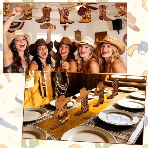 AnyDesign 45 قطعة من قطع أحذية رعاة البقر الغربية ذات اللون البني من Wild West Rodeo مع 100 قطعة من نقاط الصمغ للحرف اليدوية DIY وحفلات أعياد الميلاد ولوحة الإعلانات في الفصل الدراسي in Kuwait