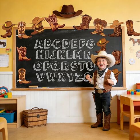 AnyDesign 45 قطعة من قطع أحذية رعاة البقر الغربية ذات اللون البني من Wild West Rodeo مع 100 قطعة من نقاط الصمغ للحرف اليدوية DIY وحفلات أعياد الميلاد ولوحة الإعلانات في الفصل الدراسي in Kuwait