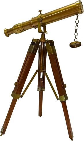 Royal Solid Brass Handmade Spyglass Handheld Telescope Vintage Antique Brass Finish Adjustable Desktop Wooden Tripod for Decorative Instrument in Saudi Arabia