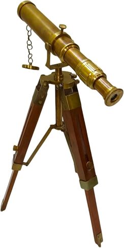 Royal Solid Brass Handmade Spyglass Handheld Telescope Vintage Antique Brass Finish Adjustable Desktop Wooden Tripod for Decorative Instrument in Saudi Arabia