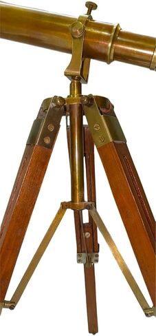 Royal Solid Brass Handmade Spyglass Handheld Telescope Vintage Antique Brass Finish Adjustable Desktop Wooden Tripod for Decorative Instrument in Saudi Arabia