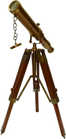 Royal Solid Brass Handmade Spyglass Handheld Telescope Vintage Antique Brass Finish Adjustable Desktop Wooden Tripod for Decorative Instrument in Saudi Arabia