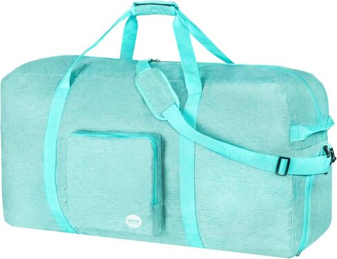 120L Foldable Travel Duffel Bag, Extra Large 36 x 18 x 11.8 in Duffle with Shoe Compartment & Trolley Sleeve, Water-Resistant Gym Weekender Overnight Bag with Shoulder Strap for Men Women,Mint Green in Saudi Arabia