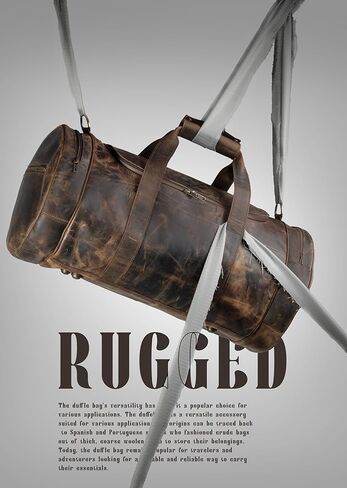 حقيبة ساتشيل اند فابل 22 بوصة مصنوعة يدويًا من الجلد البني العتيق للسفر وصالة الألعاب الرياضية وعطلة نهاية الأسبوع للرجال (بني داكن، 22) in Kuwait