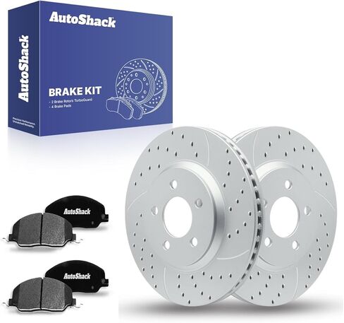 AutoShack 12.45 بوصة (316.2 مم) دوارات الفرامل الأمامية ذات التهوية + استبدال وسادات الفرامل السيراميكية لـ 2005-2010 Ford Mustang 6-PC طقم فرامل in Saudi Arabia