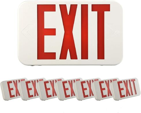 SPECTSUN 8 حزمة LED خروج ضوء الطوارئ التحرير والسرد مع بطارية احتياطية - الولايات المتحدة القياسية التجارية أضواء خروج الطوارئ سلكية لفشل الطاقة المنزلية، UL 924 معتمد (8 EZCTEU2RWEM) in Kuwait