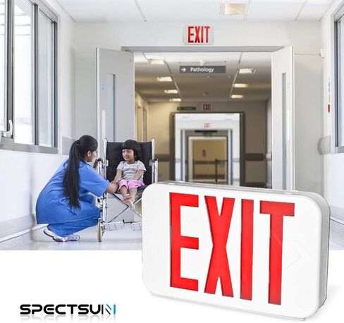 SPECTSUN 8 حزمة LED خروج ضوء الطوارئ التحرير والسرد مع بطارية احتياطية - الولايات المتحدة القياسية التجارية أضواء خروج الطوارئ سلكية لفشل الطاقة المنزلية، UL 924 معتمد (8 EZCTEU2RWEM) in Kuwait
