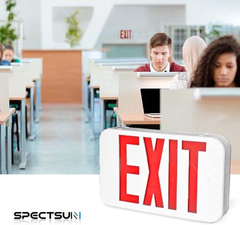 SPECTSUN 8 حزمة LED خروج ضوء الطوارئ التحرير والسرد مع بطارية احتياطية - الولايات المتحدة القياسية التجارية أضواء خروج الطوارئ سلكية لفشل الطاقة المنزلية، UL 924 معتمد (8 EZCTEU2RWEM) in Kuwait