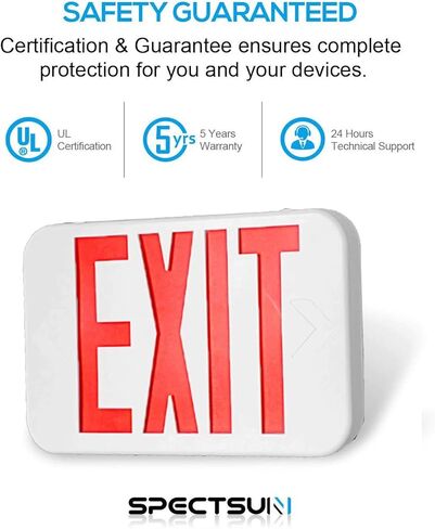 SPECTSUN 8 حزمة LED خروج ضوء الطوارئ التحرير والسرد مع بطارية احتياطية - الولايات المتحدة القياسية التجارية أضواء خروج الطوارئ سلكية لفشل الطاقة المنزلية، UL 924 معتمد (8 EZCTEU2RWEM) in Kuwait