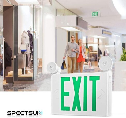 Spectsun 8 حزمة LED خروج ضوء الطوارئ التحرير والسرد مع بطارية احتياطية - الولايات المتحدة القياسية التجارية أضواء خروج الطوارئ سلكية لفشل الطاقة المنزلية، UL 924 معتمد (8 JLECB2GW) in Kuwait