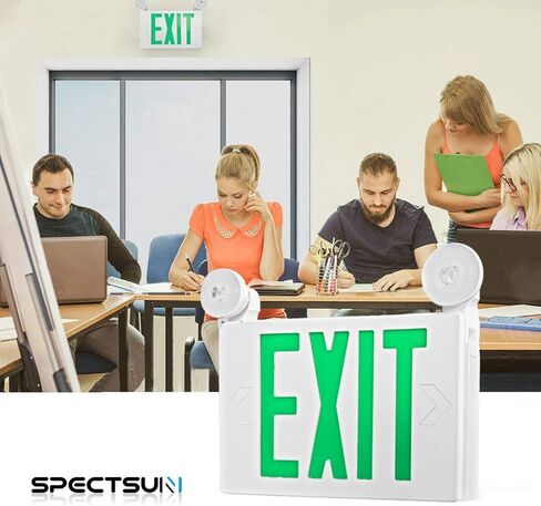 Spectsun 8 حزمة LED خروج ضوء الطوارئ التحرير والسرد مع بطارية احتياطية - الولايات المتحدة القياسية التجارية أضواء خروج الطوارئ سلكية لفشل الطاقة المنزلية، UL 924 معتمد (8 JLECB2GW) in Kuwait