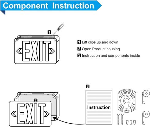 Spectsun 8 حزمة LED خروج ضوء الطوارئ التحرير والسرد مع بطارية احتياطية - الولايات المتحدة القياسية التجارية أضواء خروج الطوارئ سلكية لفشل الطاقة المنزلية، UL 924 معتمد (8 JLECB2GW) in Kuwait