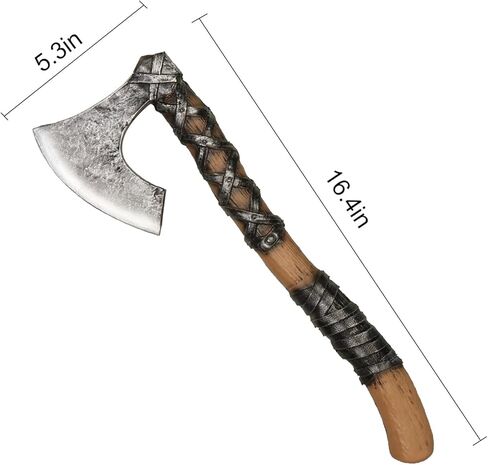 ألعاب فأس وهمية من إسفنج الفايكنج من القرون الوسطى لأزياء الهالوين وحفلات عيد الميلاد وأعياد الميلاد، مقاس 16.4 بوصة من بلاستيك البولي يوريثان فأس المعركة وأسلحة الفارس ملحقات دعامة للأطفال البالغين باللون البني in Kuwait