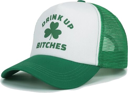 Men Funny St. Patrick's Day Trucker Hat Women Irish Green Mesh Baseball Cap Shamrock Snapback Adjustable Medium in Saudi Arabia