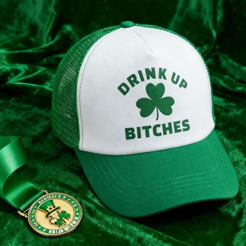 Men Funny St. Patrick's Day Trucker Hat Women Irish Green Mesh Baseball Cap Shamrock Snapback Adjustable Medium in Saudi Arabia