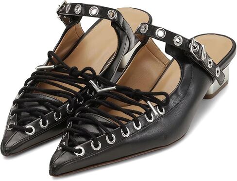 Agodor Lace-Up Slingback Pumps Pointed Toe Strappy Chunky Block Heel Mules Comfortable Punk Goth Shoes with Adjustable Buckle in Saudi Arabia