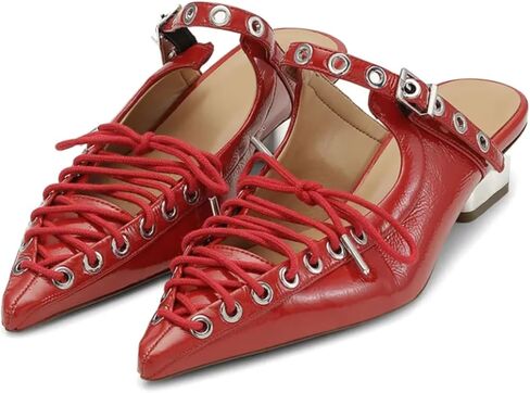 Agodor Lace-Up Slingback Pumps Pointed Toe Strappy Chunky Block Heel Mules Comfortable Punk Goth Shoes with Adjustable Buckle in Saudi Arabia