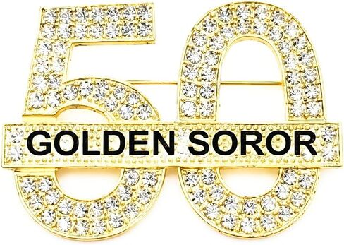 Golden Soror Number 50 Brooch Pin, Gold Tone with Crystal Rhinestones, D9 Sorority Jewelry, Ideal for all Golden Sorors - Inspired by Delta Sigma Theta, Alpha Kappa Alpha, Sigma Gamma Rho, Zeta Phi Beta in Saudi Arabia