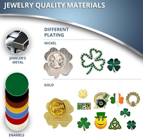 PinMart St. Patrick's Day Lapel Pin – Green Shamrock Jewelry for Women and Men – Irish Culture Celebration Pin –Gold Plated Enamel Brooch with Magnetic Back – 1 Piece in Saudi Arabia