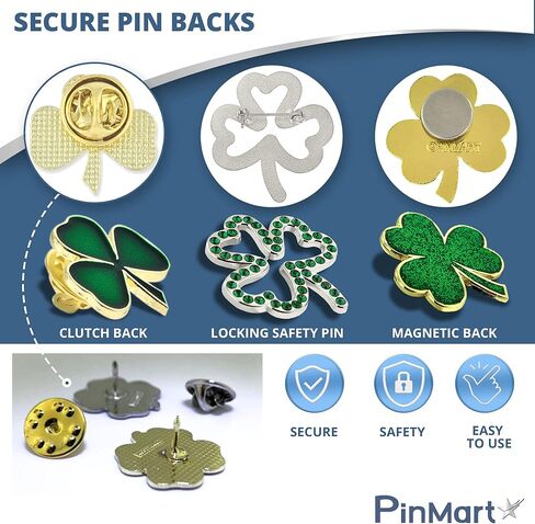 PinMart St. Patrick's Day Lapel Pin – Green Shamrock Jewelry for Women and Men – Irish Culture Celebration Pin –Gold Plated Enamel Brooch with Magnetic Back – 1 Piece in Saudi Arabia