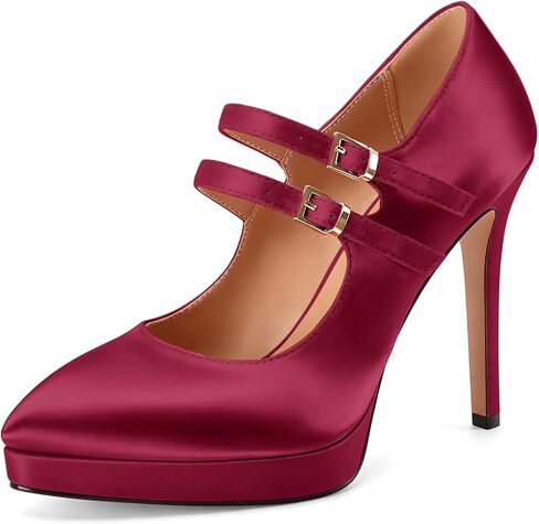 Women's Platform Stiletto High Heels Closed Round Toe Pumps Mary Jane Strap Heeled Pumps Office Ladies Dress Shoes in Saudi Arabia