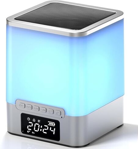 ساعة منبه وينشاين مع إضاءة ليلية RGB، مكبر صوت بلوتوث، مزامنة إيقاع الموسيقى الملونة، الاستيقاظ بالصوت والضوء، التحكم باللمس، دعم بطاقة SD/AUX، مؤقت إيقاف تلقائي in Kuwait