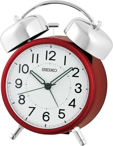 Seiko QHK063SLH Retro Modern Bell Non Ticking Bedroom Alarm Clock, Silver, 6 x 5 Inches in Kuwait