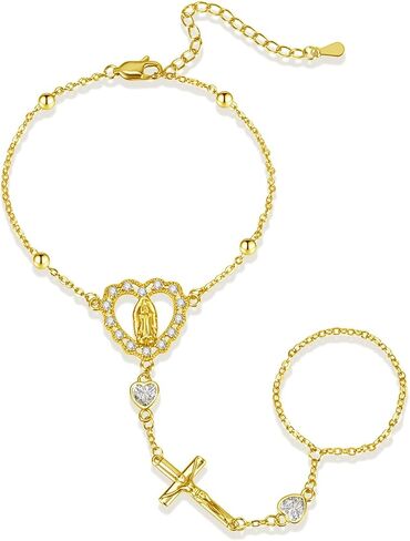 Gold Hand Chain Bracelets for Women, 18K Gold Plated Dainty Ring Bracelet Hand Chain Trendy Finger Ring Bracelet Hand Chains Jewelry Gifts for Women in Saudi Arabia