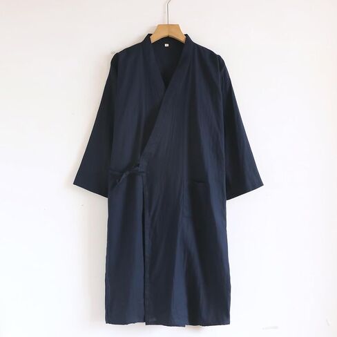 Mens Lightweight Bathrobes with Pockets 3/4 Sleeve V Neck Summer Robe Soft Breathable Housecoat Comfy Hotel Spa Gifts in Kuwait