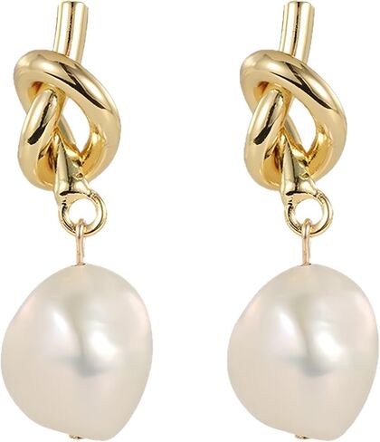 14k Gold Plated Lightweight Pearl Earrings,Teardrop Hoop Earrings for Women,Pearl Drop Earrings,Elegant Jewelry for Wives,Birthday gift for women in Saudi Arabia